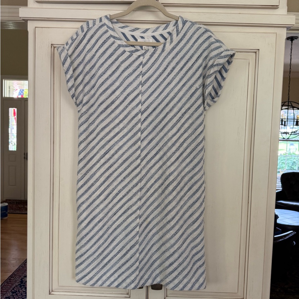 Lou & Grey White and Blue Sheath Mini Dress